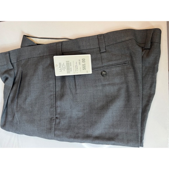 L.L. Bean Other - L.L. Bean Dress Pants Mens 44x29.5 Gray Wool Flat Front Classic Fit Men